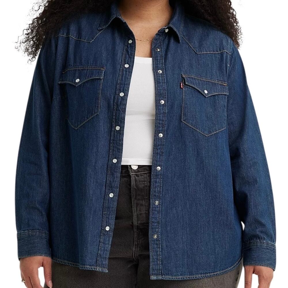 Levi’s Women’s Ultimate Western Cotton Denim Shirt Blue Size 1X